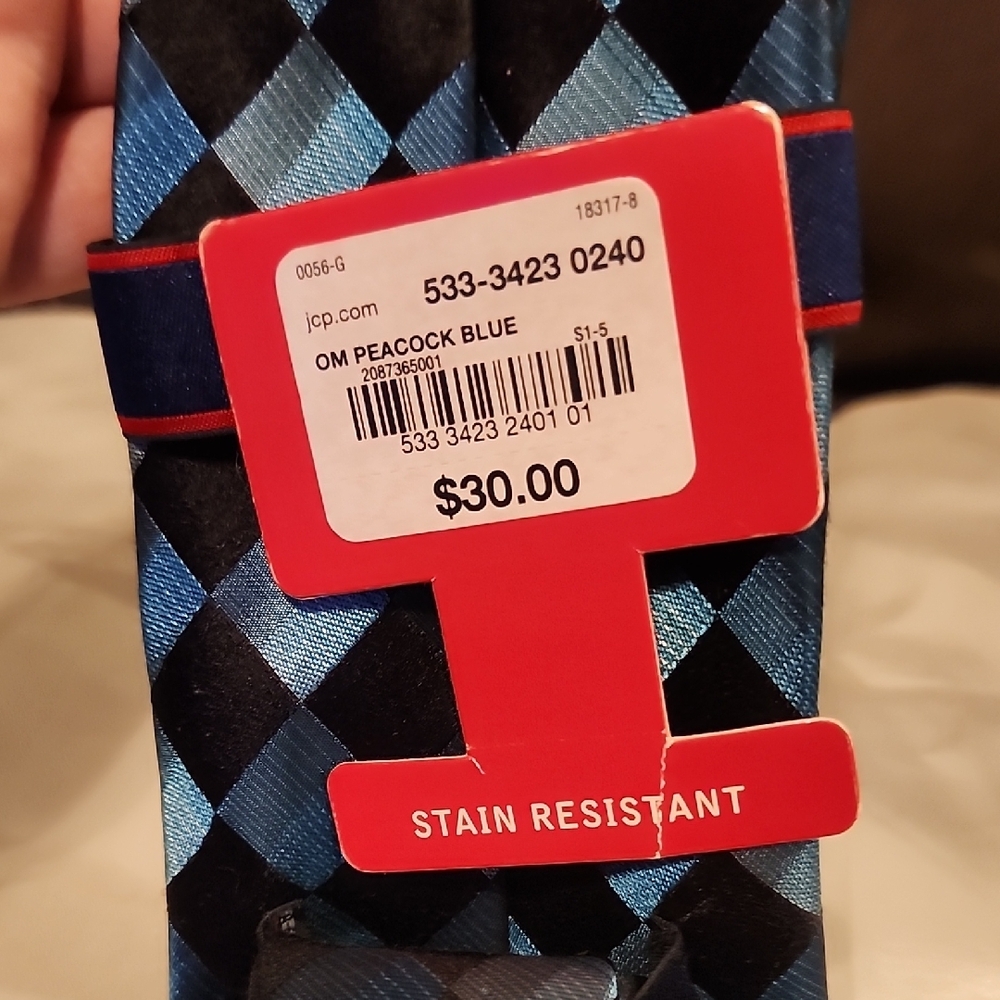 Stafford Blue and Black Plaid Tie - Picture 2 of 3